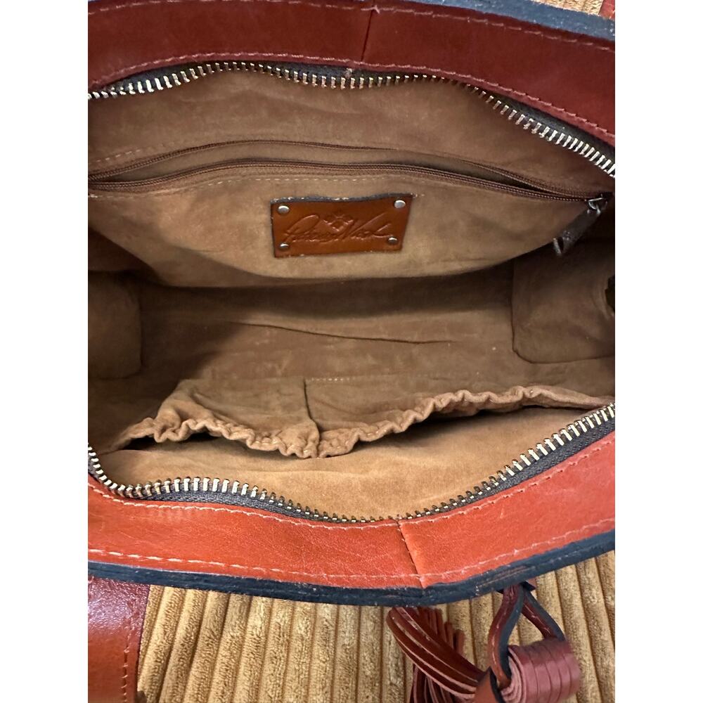 Patricia Nash Miranda Round Leather Tooled Floral Tassel Handbag Cinnamon - Picture 5 of 8